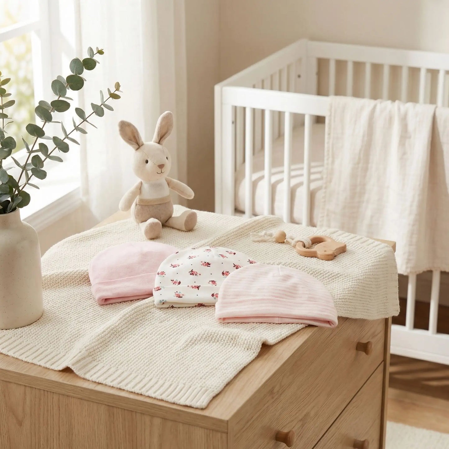 Lot de 3 bonnets bébé fille mignons et tout doux