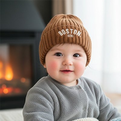 Bonnet bebe garcon marron chic