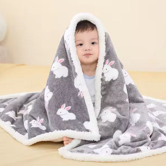 couverture-bébé-gris-dessin-lapin