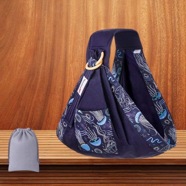 Echarpe de portage pour bébé couleur bleu à motif fruit de mer