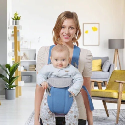 Porte bebe respirant bleu ciel au design élégant, confortable et sûr pour bébé et papa