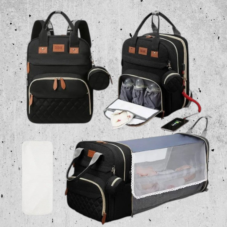 sac à dos à langer avec lit noir