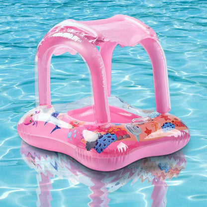 bouee bebe gonflable rose dans l'eau pour baignade securisée et confortable