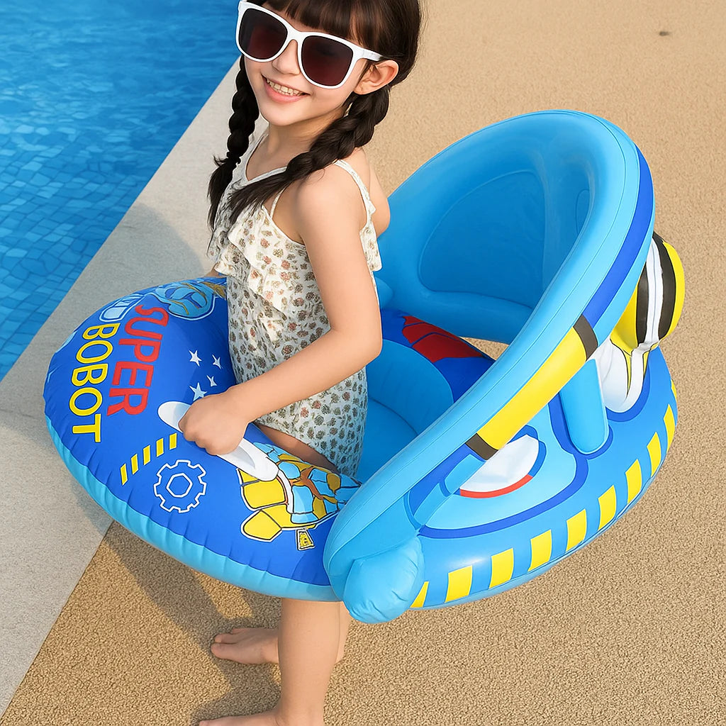 Bouee bebe piscine fille design bleu et doux pour baignade securisée et confortable