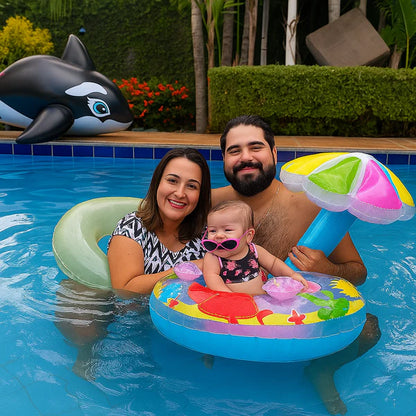 Bouee bebe piscine été avec maman et papa moment amusant et securise