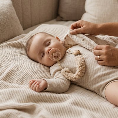 Attache sucette bébé effet cocon pour apaiser bébé