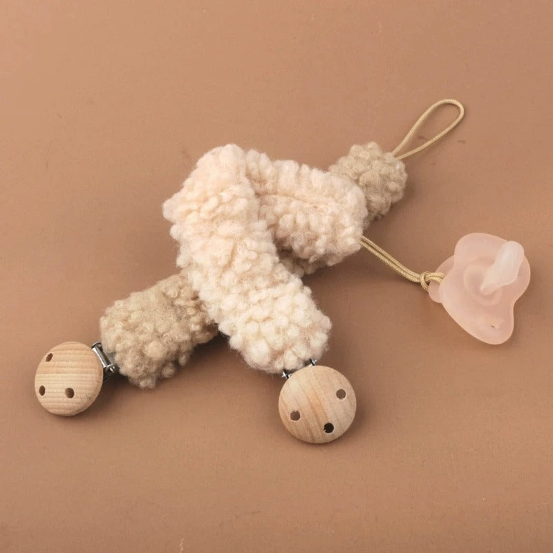 Attache sucette douce en peluche pour bébé, sécurisée et confortable