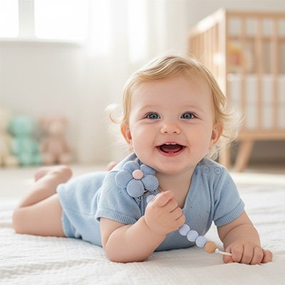 Attache tétine bleu design adorable pour bébé