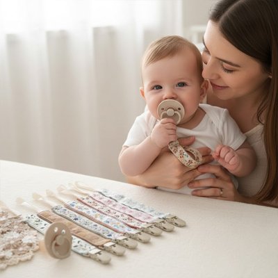 Attache tetine boucle universelle compatible avec la majorité des tétines du marché 