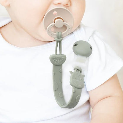 Attache tetine en silicone pratique gris 