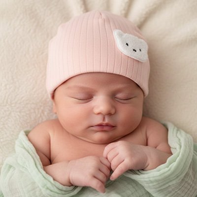 Bebe endormi avec bonnet bebe naissance doux