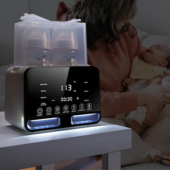 Bébé endormi paisiblement grâce au chauffe biberon