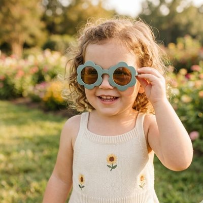 Bébé au style adorable portant des lunettes de soleil avec protection UV efficace