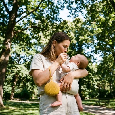 Boite a tetine jaune portable compacte pour sortie bébé