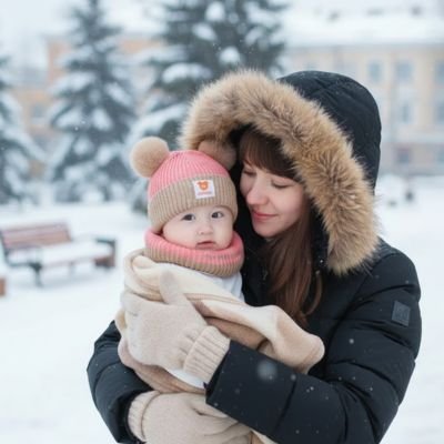 Bonnet bebe au tricot rose beige avec écharpe très chaud