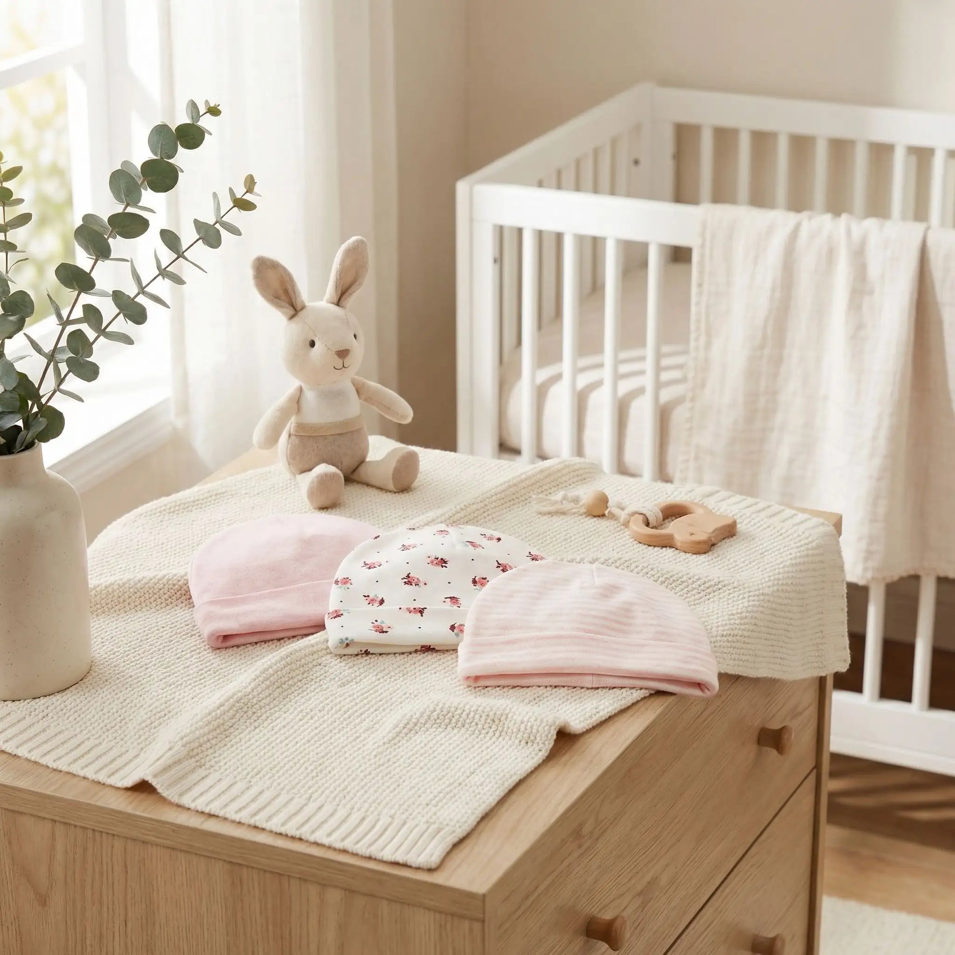 Lot de 3 bonnets bébé fille mignons et tout doux