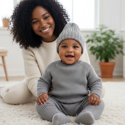 Bonnet bebe gris confortable adapte a la peau sensible