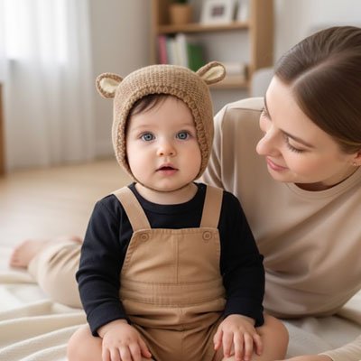 Bonnet bebe kaki confort chaleur sans surchauffe