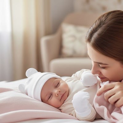 Bonnet bébé naissance blanc bébé endormie facilement