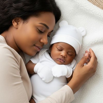 Bonnet bébé naissance blanc élégant moment tendresse
