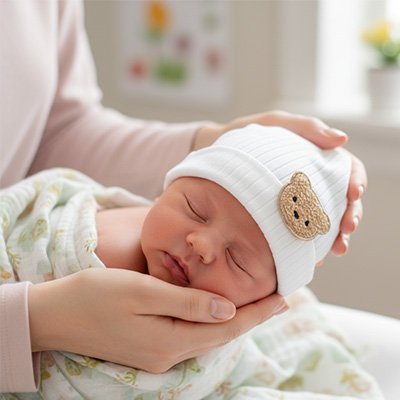 Bonnet bebe naissance blanc pour nouveau ne