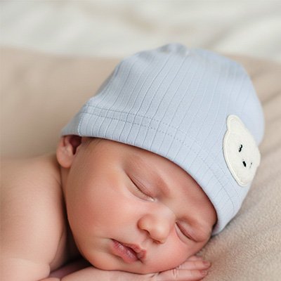 Bonnet bebe naissance bleu pour nouveau ne