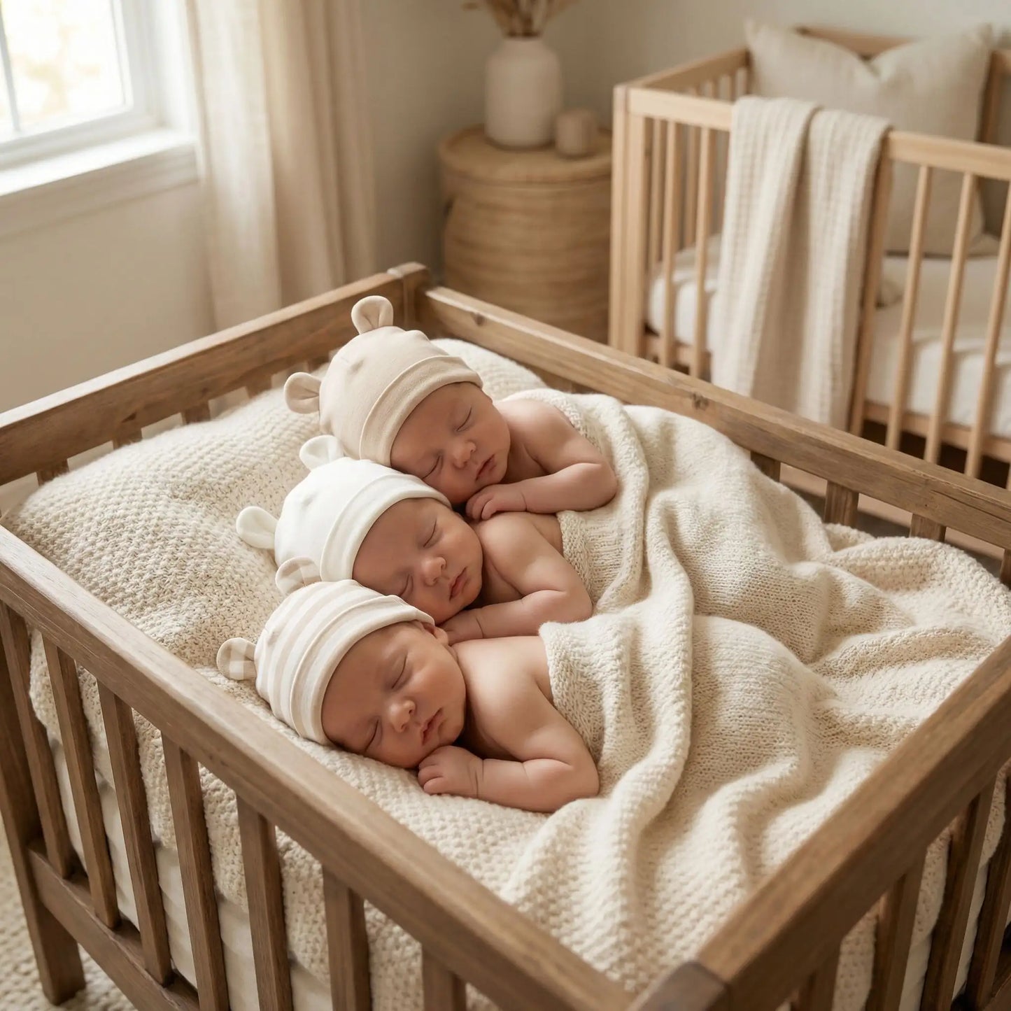 Bonnet bébé naissance élégant disponible en trois couleurs doux et confortable