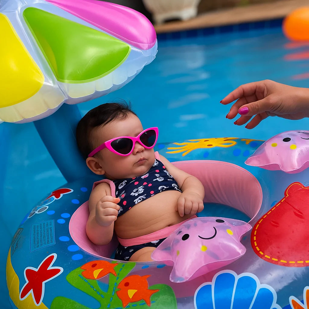 Bouee bebe avec parasol pratique protection uv pour piscine et plage