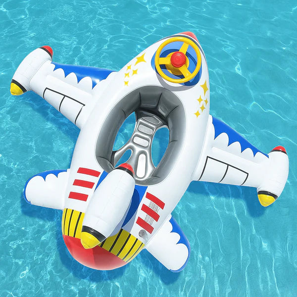Bouee bebe en forme d'avion design ludique pour piscine plage et vacances