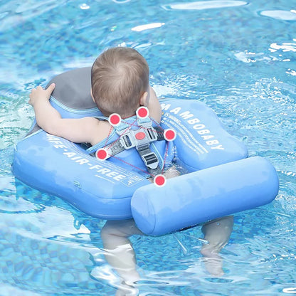 Bouée bébé vue arrière avec maintien solide et harnais de securité pour piscine