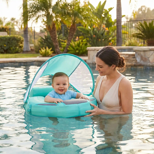 Bouée bébé pour nage libre avec interaction maman bébé en piscine securisée et confortable