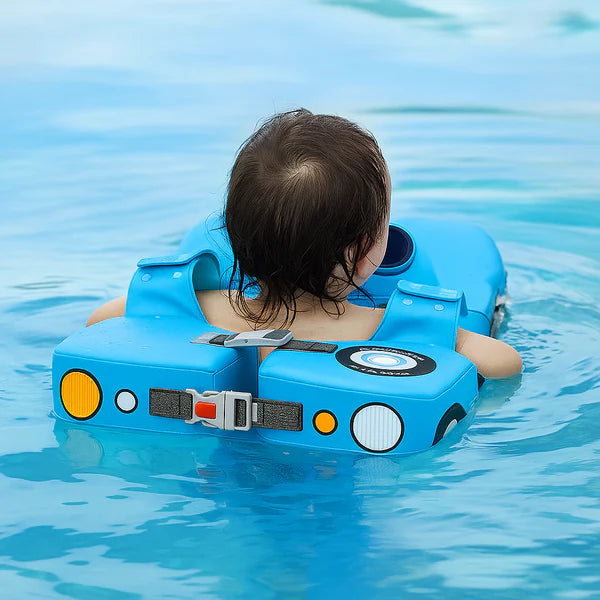 bouee pour bebe en forme de voiture vue arriere securité confort piscine baignade enfant