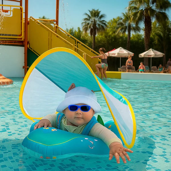 Bouee bebe avec ombrelle anti uv détachable protection soleil peau fragile