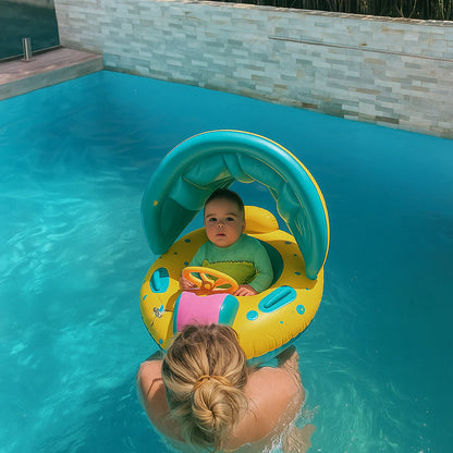 Bouee bebe avec pare soleil anti uv pour protection solaire et baignade confortable