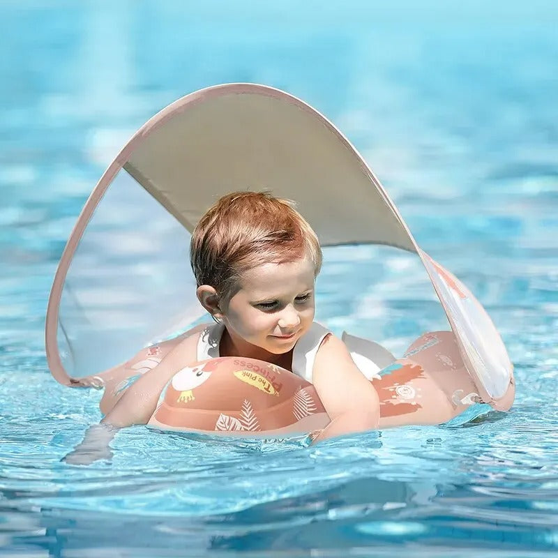 Bouee bebe avec ombrelle anti uv  dans piscine protection solaire efficace