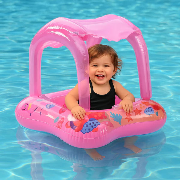bouee bebe rose securisée anti renversement avec siège confortable