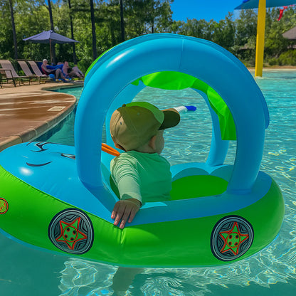 Bouee bebe voiture avec ombrelle  securisé pour bébé en piscine