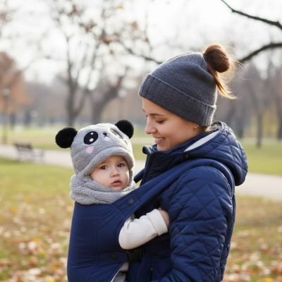 Cagoule bebe grise protection complète contre froid