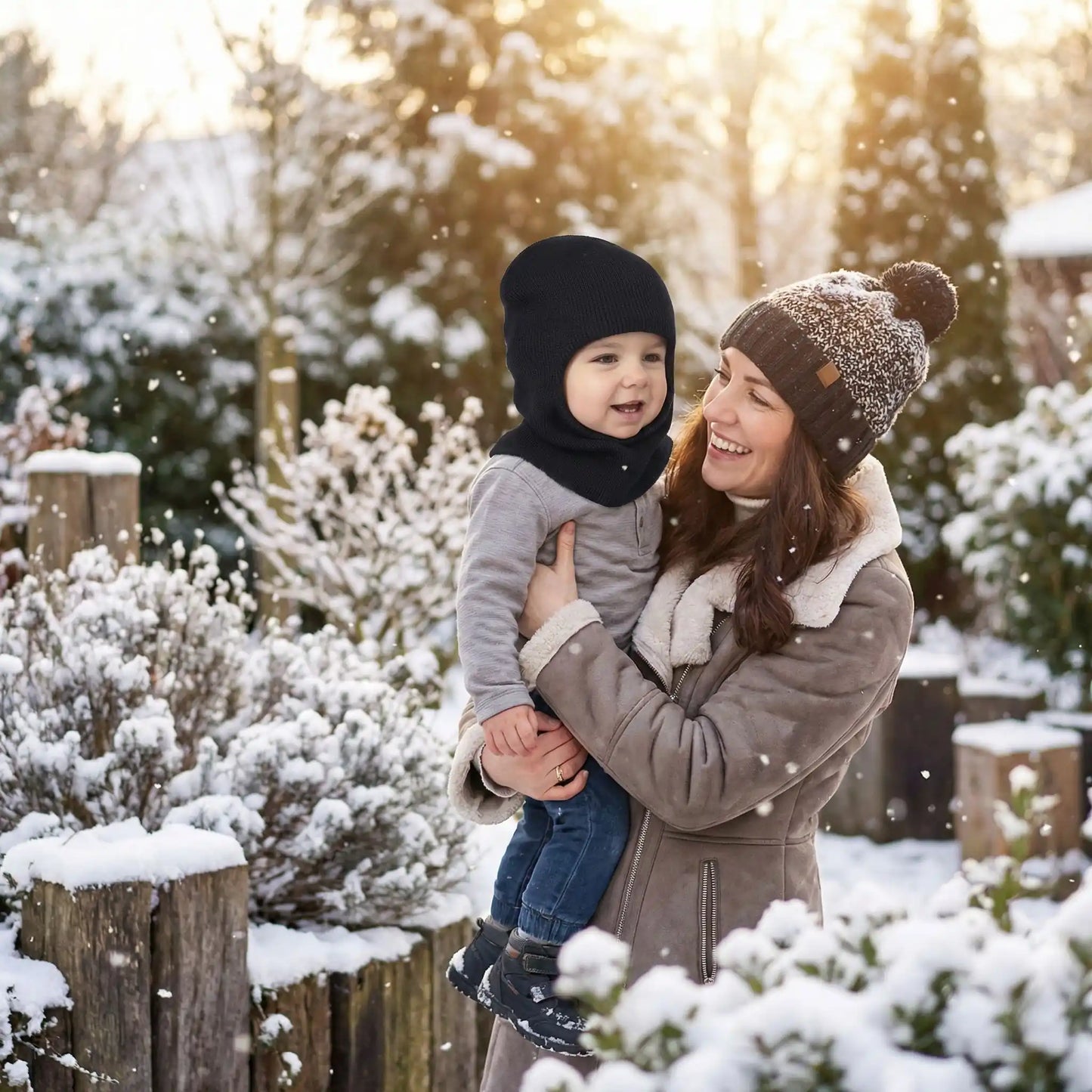 Cagoule bebe noire pratique pour l'hiver