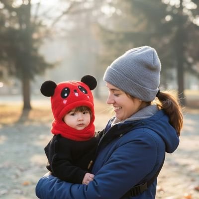 Cagoule bebe rouge couvrant tête oreilles cou