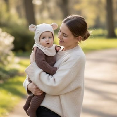 Cagoule pour bebe beige parfait pour les déplacements