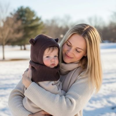 Cagoule pour bebe marron protection tete et cou 