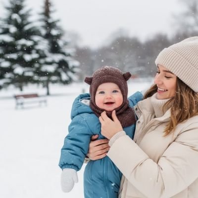 Cagoule pour bebe marron style bonnet enveloppant 