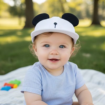 Casquette bébé blanche motif panda adorable pour bebe