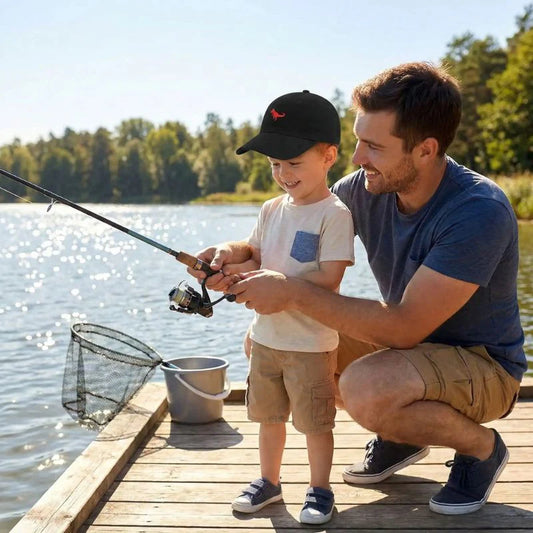Casquette bébé pour sortie pêche avec papa et enfant
