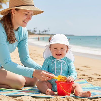 Casquette pour bebe blanche, légère et confortable, idéale pour la plage et protection solaire UPF 50+