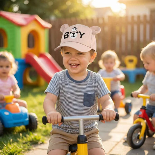 Casquette pour bebe garçon  beige avec système ajustable