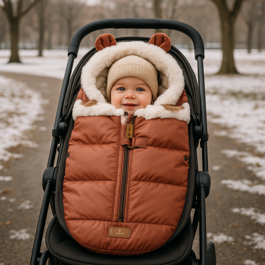 Chancelière poussette bébé rose, cocon chaud et doux pour l’hiver, protection optimale contre le froid