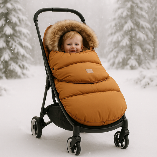 Chancelière poussette marron évolutive, confortable et chaude pour bébé