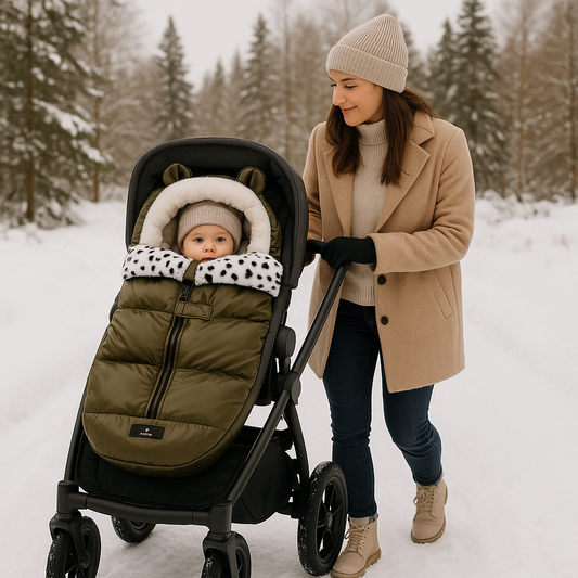 Chancelière poussette vert kaki, cocon chaud et doux pour bébé, idéale pour l’hiver